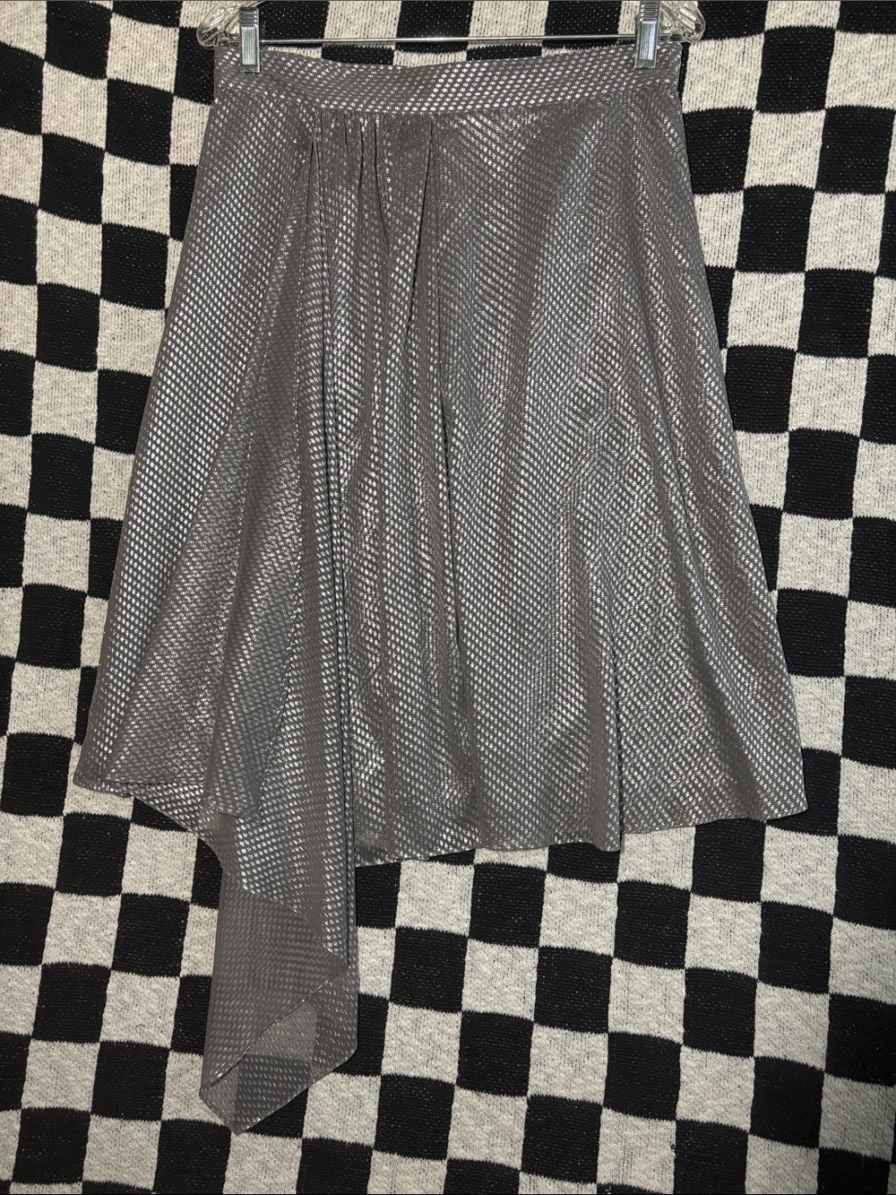 Antonio Melanie Shimmery Grey & Silver Asymmetrical Skirt
